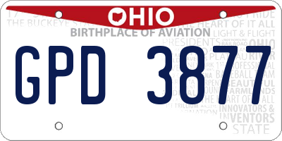 OH license plate GPD3877