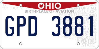OH license plate GPD3881
