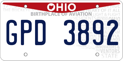 OH license plate GPD3892