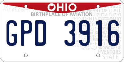 OH license plate GPD3916
