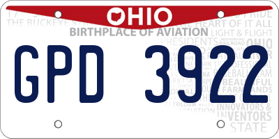 OH license plate GPD3922