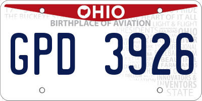 OH license plate GPD3926