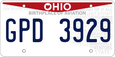 OH license plate GPD3929