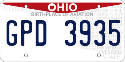 OH license plate GPD3935