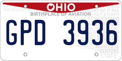 OH license plate GPD3936