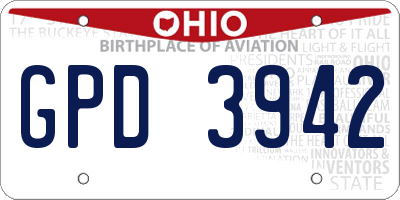 OH license plate GPD3942