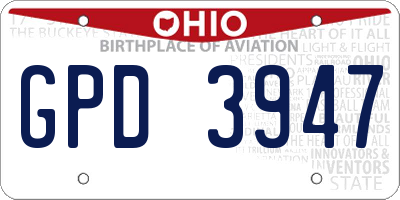 OH license plate GPD3947