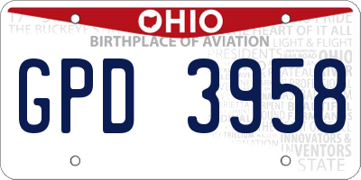 OH license plate GPD3958