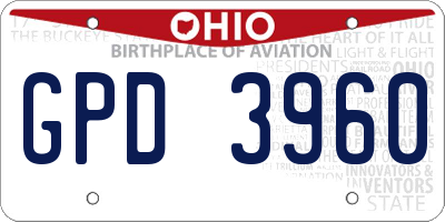 OH license plate GPD3960