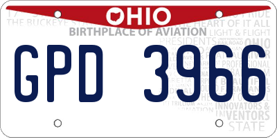 OH license plate GPD3966