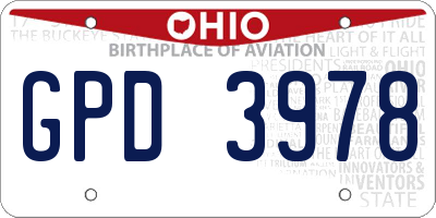OH license plate GPD3978