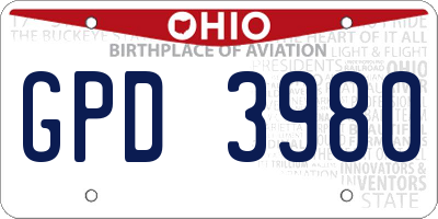 OH license plate GPD3980