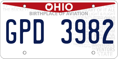 OH license plate GPD3982