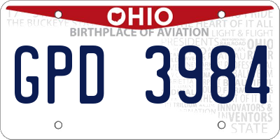 OH license plate GPD3984