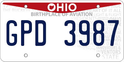 OH license plate GPD3987