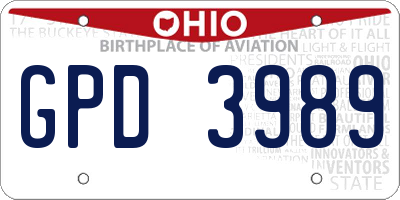 OH license plate GPD3989