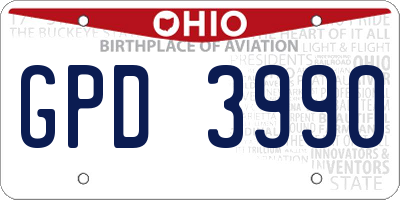 OH license plate GPD3990