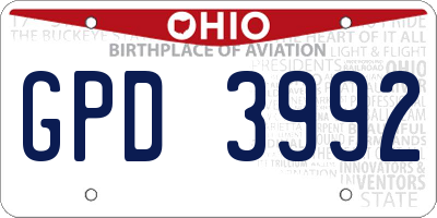 OH license plate GPD3992