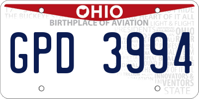 OH license plate GPD3994