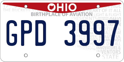 OH license plate GPD3997