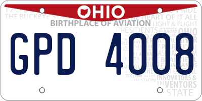 OH license plate GPD4008