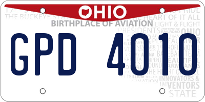 OH license plate GPD4010
