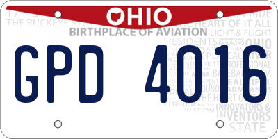 OH license plate GPD4016