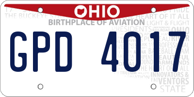 OH license plate GPD4017