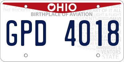 OH license plate GPD4018