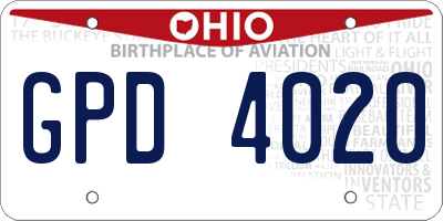 OH license plate GPD4020
