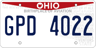 OH license plate GPD4022