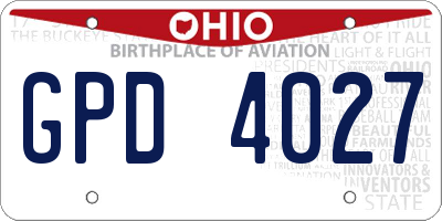OH license plate GPD4027