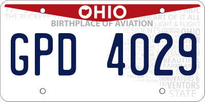 OH license plate GPD4029