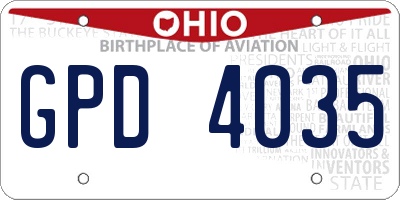 OH license plate GPD4035
