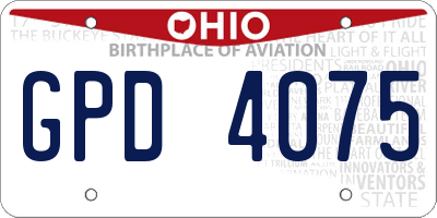 OH license plate GPD4075