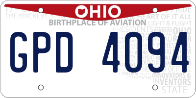OH license plate GPD4094
