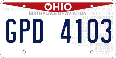 OH license plate GPD4103