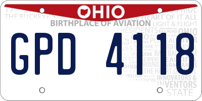 OH license plate GPD4118