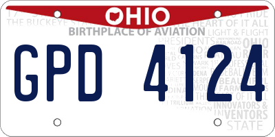OH license plate GPD4124