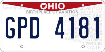 OH license plate GPD4181