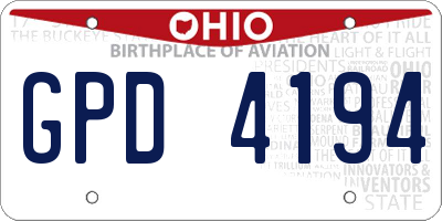 OH license plate GPD4194