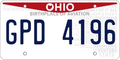 OH license plate GPD4196