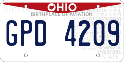 OH license plate GPD4209