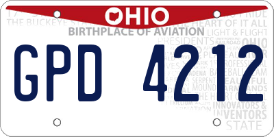 OH license plate GPD4212