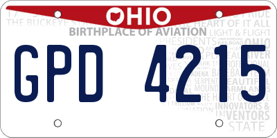 OH license plate GPD4215