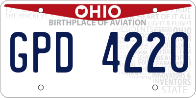 OH license plate GPD4220