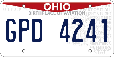OH license plate GPD4241