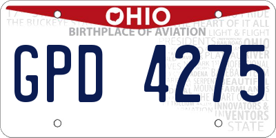 OH license plate GPD4275
