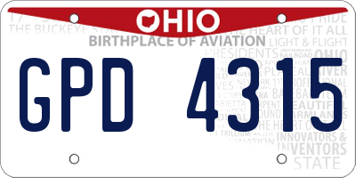 OH license plate GPD4315