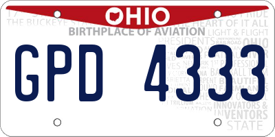 OH license plate GPD4333